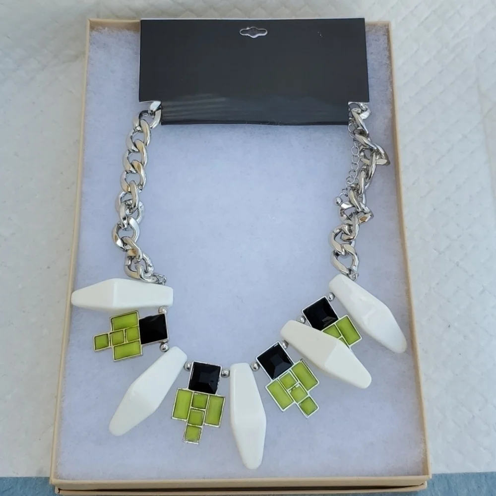 NEW CURB CHAIN COLORBLOCK NECKLACE SUMMER‎ - Picture 2 of 8